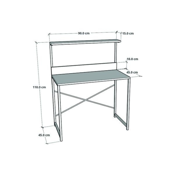 Scrivania Stile Industrial 90x45x110 Con Ripiano Superiore Adam Rovere