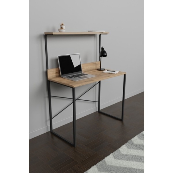 Scrivania Stile Industrial 90x45x110 Con Ripiano Superiore Adam Rovere