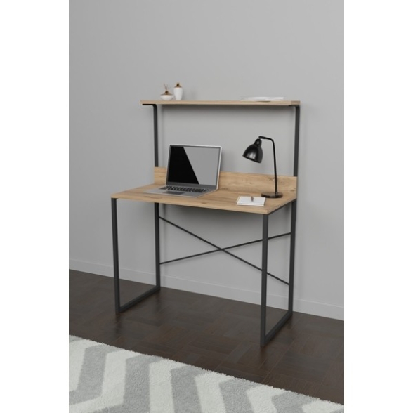 Scrivania Stile Industrial 90x45x110 Con Ripiano Superiore Adam Rovere