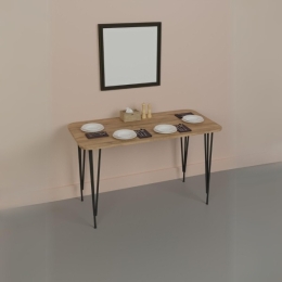 Tavolo Da Cucina Industrial 120x60x73 Gambe A Piramide Pyra Rovere
