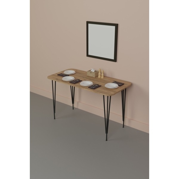 Tavolo Da Cucina Industrial 120x60x73 Gambe A Piramide Pyra Rovere