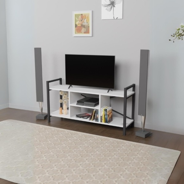 Mobile Porta TV Industrial 120x35x60 Con Vani A Giorno Cult Bianco