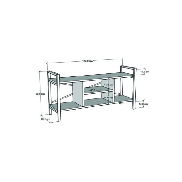 Mobile Porta TV Industrial 120x35x60 Con Vani A Giorno Cult Bianco