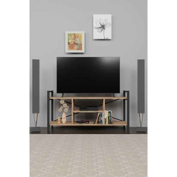 Mobile Porta TV Industrial 120x35x60 Con Vani A Giorno Cult Rovere
