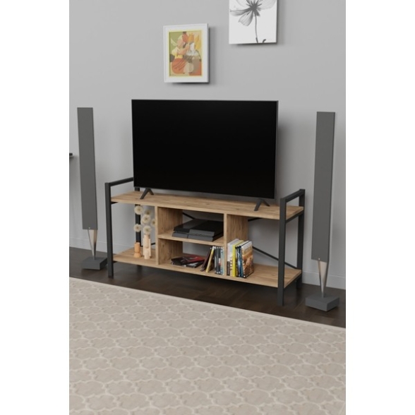 Mobile Porta TV Industrial 120x35x60 Con Vani A Giorno Cult Rovere