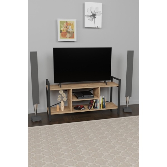 Mobile Porta TV Industrial 120x35x60 Con Vani A Giorno Cult Rovere