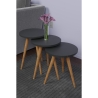Set 3 Tavolini Decorativi Da Salotto Gambe Legno Aphrodite Antracite