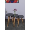 Set 3 Tavolini Decorativi Da Salotto Gambe Legno Aphrodite Antracite