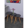 Set 3 Tavolini Decorativi Da Salotto Gambe Legno Aphrodite Antracite