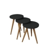 Set 3 Tavolini Decorativi Da Salotto Gambe Legno Aphrodite Antracite