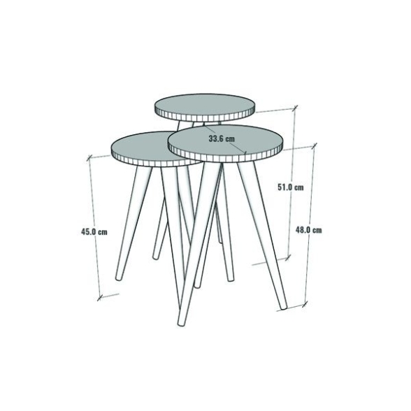 Set 3 Tavolini Decorativi Da Salotto Gambe Legno Aphrodite Bianco