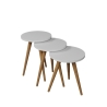 Set 3 Tavolini Decorativi Da Salotto Gambe Legno Aphrodite Bianco