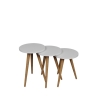 Set 3 Tavolini Decorativi Da Salotto Gambe Legno Aphrodite Bianco