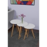 Set 3 Tavolini Decorativi Da Salotto Gambe Legno Aphrodite Bianco