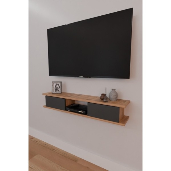 Mobile TV Sospeso 120 cm 2 Ante E Vano Delta Rovere E Antracite