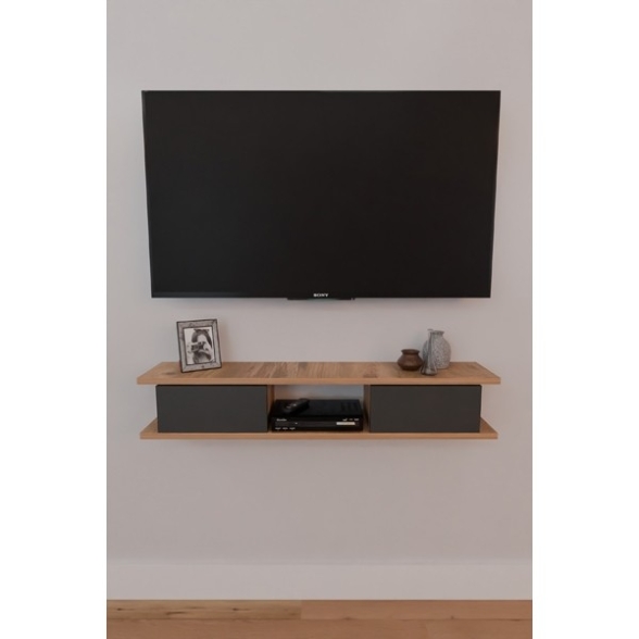Mobile TV Sospeso 120 cm 2 Ante E Vano Delta Rovere E Antracite