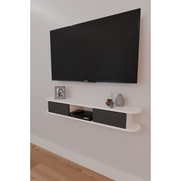 Mobile TV Sospeso 120 cm 2 Ante E Vano Omega Bianco E Antracite