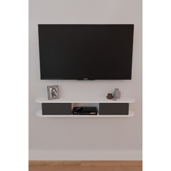 Mobile TV Sospeso 120 cm 2 Ante E Vano Omega Bianco E Antracite