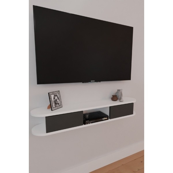 Mobile TV Sospeso 120 cm 2 Ante E Vano Omega Bianco E Antracite