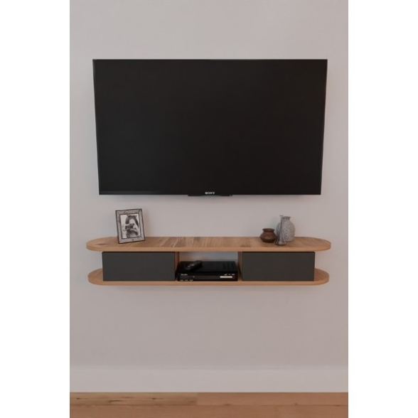 Mobile TV Sospeso 120 cm 2 Ante E Vano Omega Rovere E Antracite