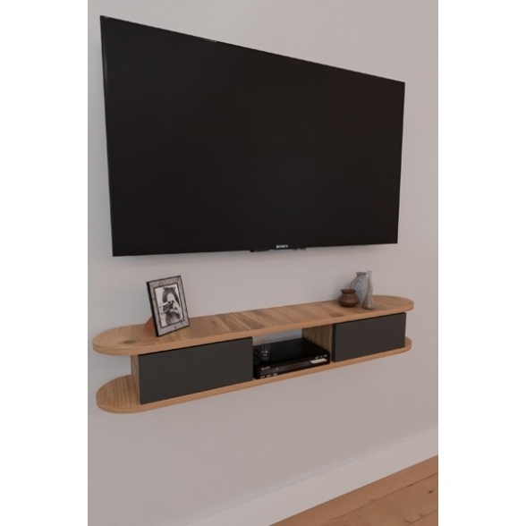Mobile TV Sospeso 120 cm 2 Ante E Vano Omega Rovere E Antracite