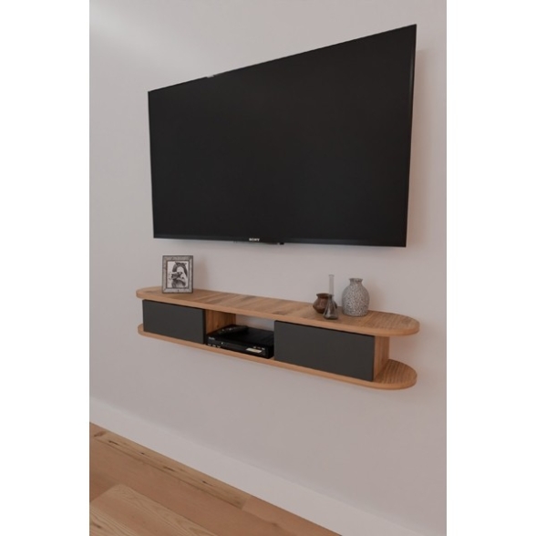 Mobile TV Sospeso 120 cm 2 Ante E Vano Omega Rovere E Antracite