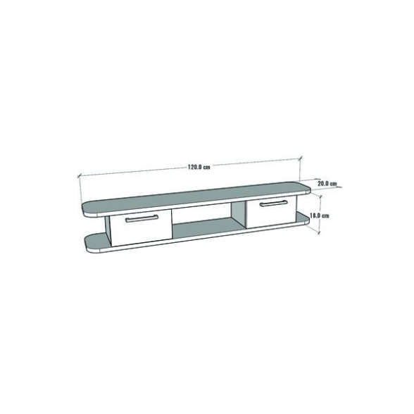 Mobile TV Sospeso 120 cm 2 Ante E Vano Omega Antracite E Rovere