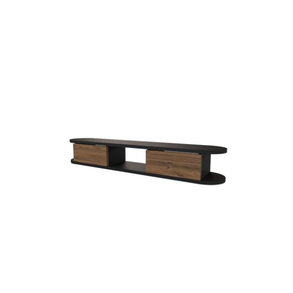 Mobile TV Sospeso 120 cm 2 Ante E Vano Omega Antracite E Rovere