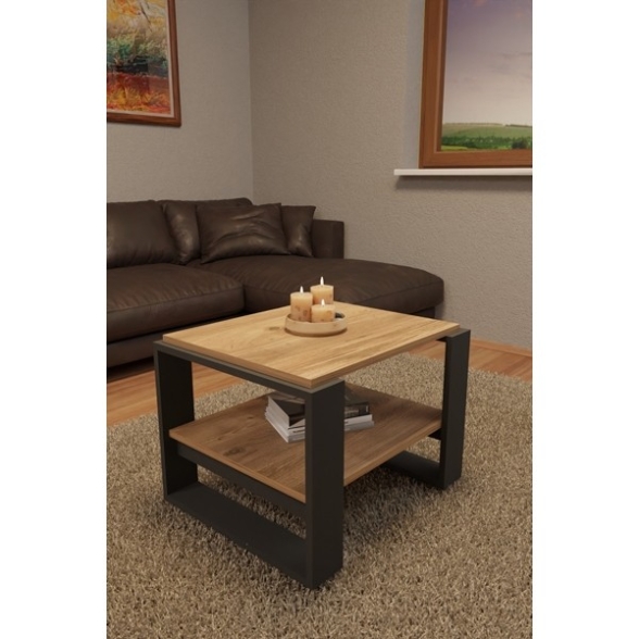Tavolino Basso Da Salotto Moderno 63x54x45 Axel Rovere E Antracite