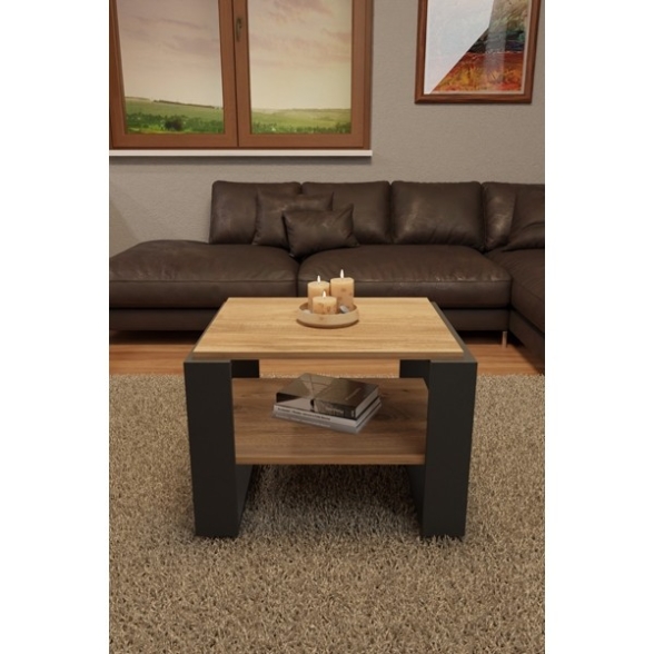 Tavolino Basso Da Salotto Moderno 63x54x45 Axel Rovere E Antracite