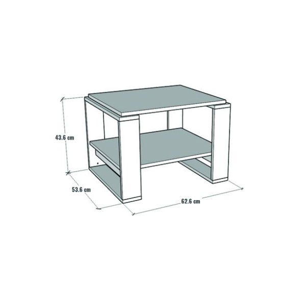 Tavolino Basso Da Salotto Moderno 63x54x45 Axel Rovere E Bianco