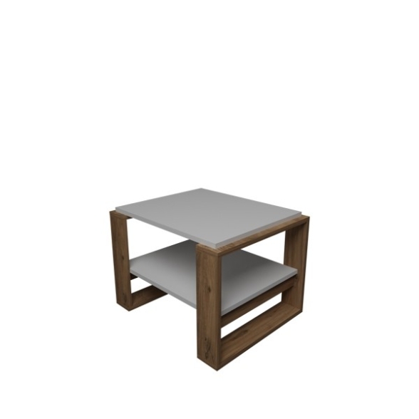 Tavolino Basso Da Salotto Moderno 63x54x45 Axel Rovere E Bianco