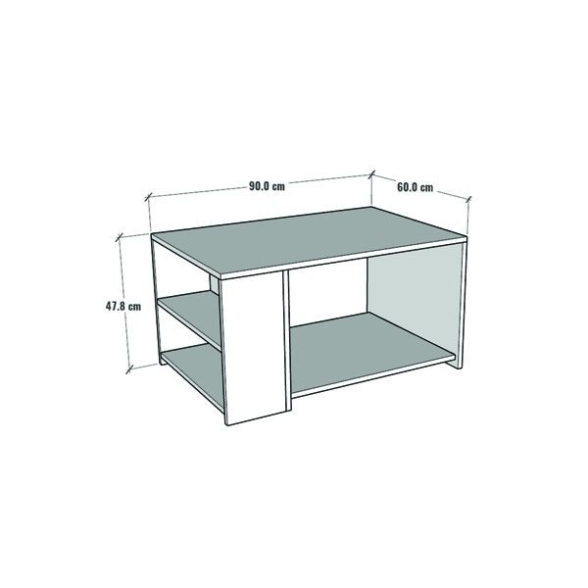 Tavolino Da Salotto Moderno 60x90 Vani Laterali Zeno Rovere E Bianco