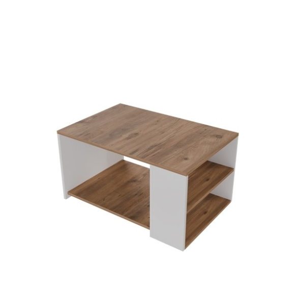 Tavolino Da Salotto Moderno 60x90 Vani Laterali Zeno Rovere E Bianco