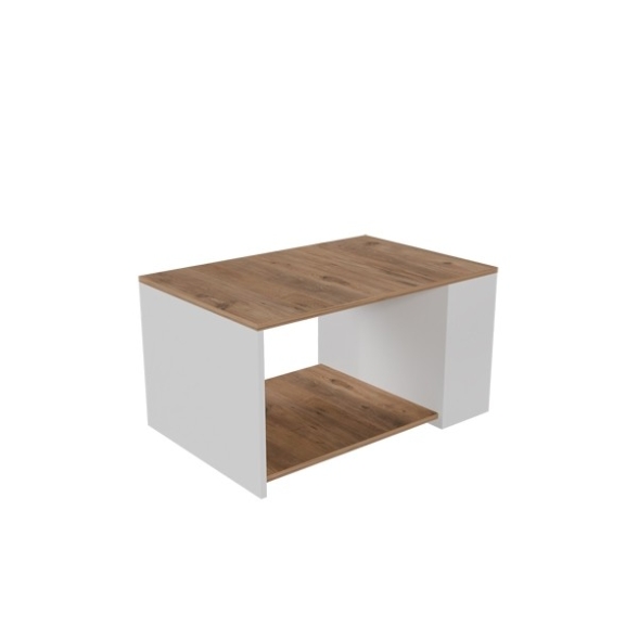 Tavolino Da Salotto Moderno 60x90 Vani Laterali Zeno Rovere E Bianco