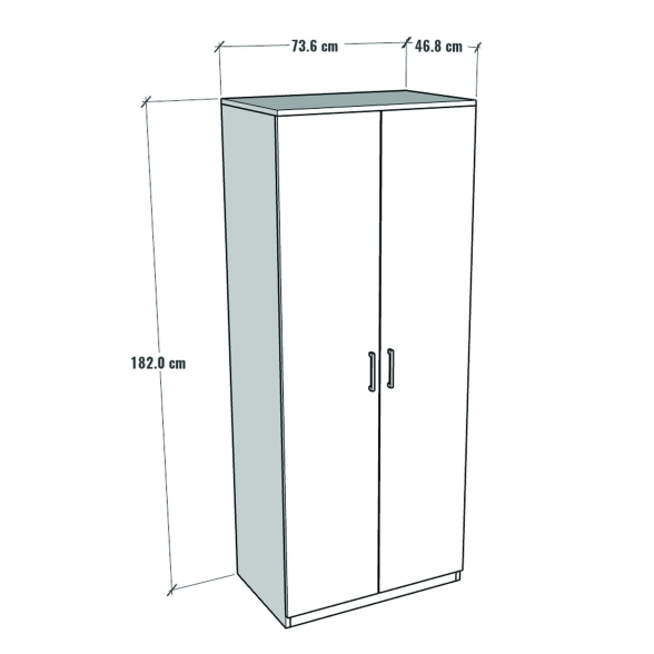 Armadio Guardaroba 74x45x182 Con Barra Appendiabiti Brando Bianco