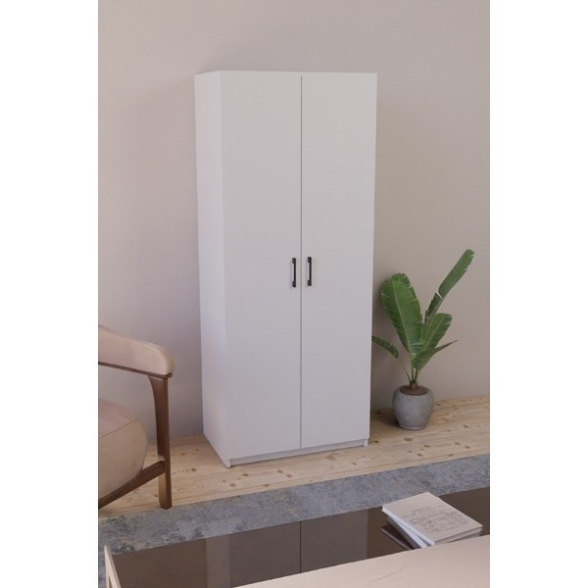 Armadio Guardaroba 74x45x182 Con Barra Appendiabiti Brando Bianco
