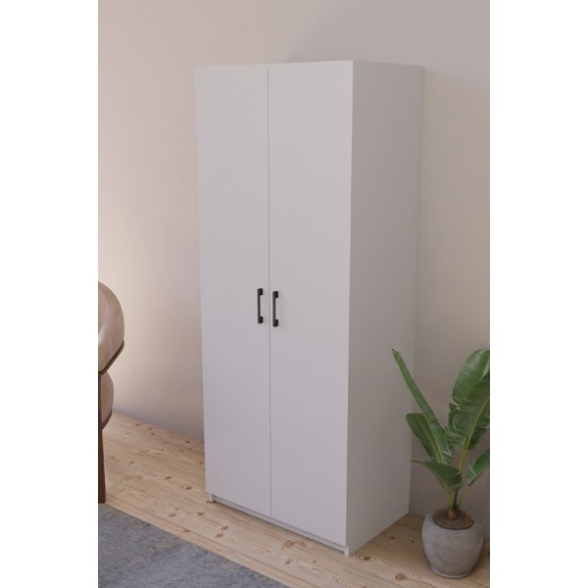 Armadio Guardaroba 74x45x182 Con Barra Appendiabiti Brando Bianco