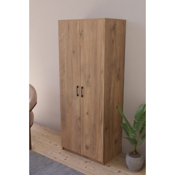 Armadio Guardaroba 74x45x182 Con Barra Appendiabiti Brando Rovere