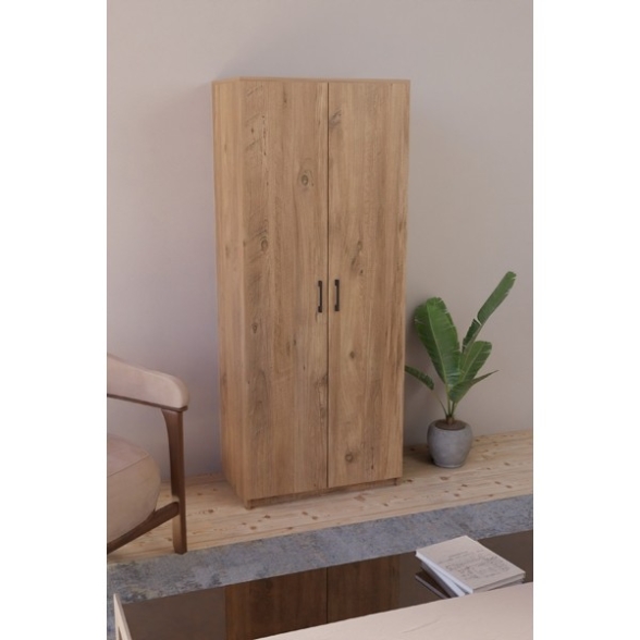 Armadio Guardaroba 74x45x182 Con Barra Appendiabiti Brando Rovere