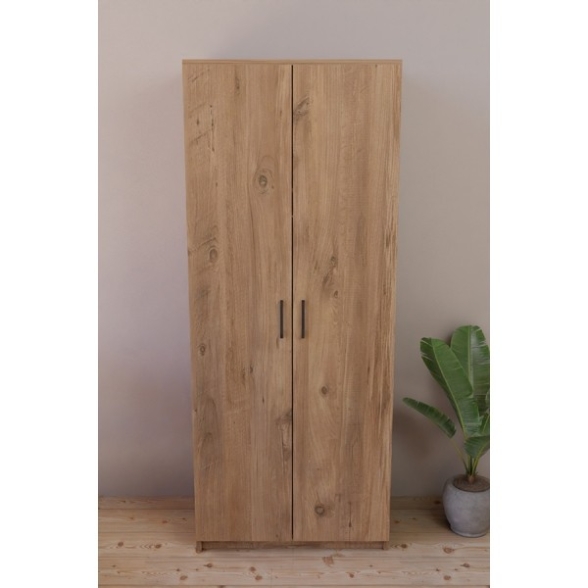 Armadio Guardaroba 74x45x182 Con Barra Appendiabiti Brando Rovere