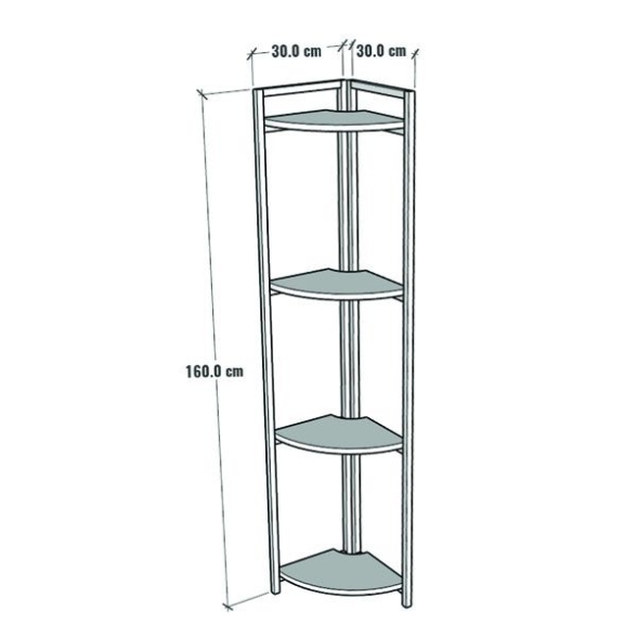 Libreria Angolare 4 Ripiani 30x30x160 Stile Industrial Uma Rovere