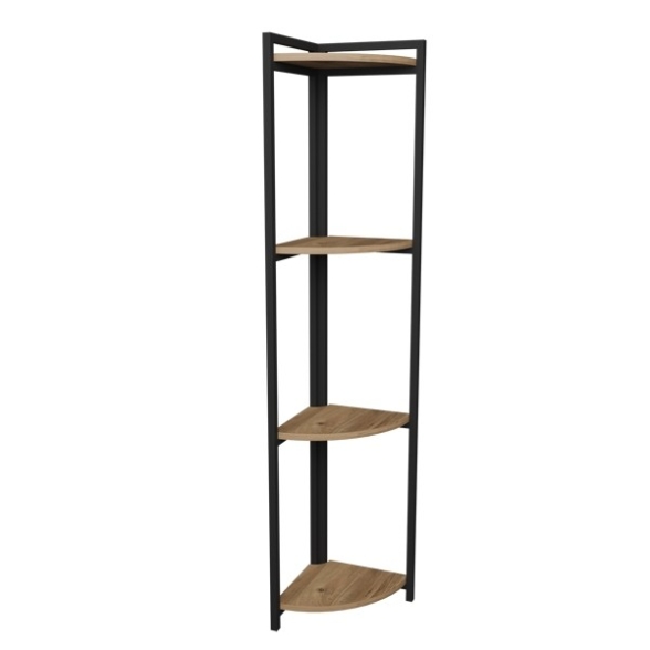 Libreria Angolare 4 Ripiani 30x30x160 Stile Industrial Uma Rovere