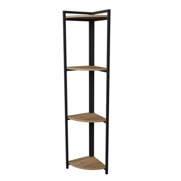 Libreria Angolare 4 Ripiani 30x30x160 Stile Industrial Uma Rovere