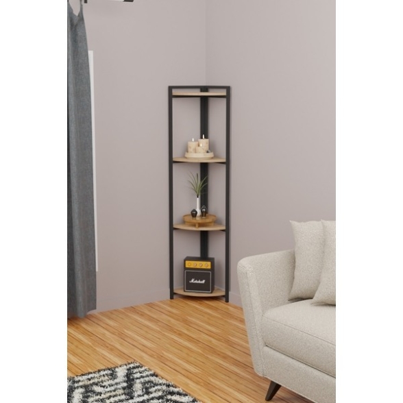 Libreria Angolare 4 Ripiani 30x30x160 Stile Industrial Uma Rovere