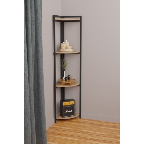 Libreria Angolare 4 Ripiani 30x30x160 Stile Industrial Uma Rovere