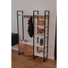 Mobile Ingresso Industrial 120x34x180 Con Scarpiera Appendiabiti E Ripiani Yago Rovere E Bianco