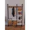 Mobile Ingresso Industrial 120x34x180 Con Scarpiera Appendiabiti E Ripiani Yago Rovere E Bianco