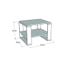 Tavolino Basso Da Salotto Moderno 63x54x45 Axel Bianco E Antracite