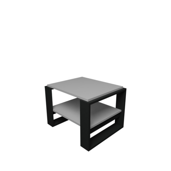 Tavolino Basso Da Salotto Moderno 63x54x45 Axel Bianco E Antracite